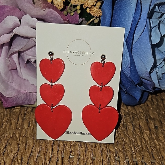 The Graceful Co Red Heart Earrings - Picture 1 of 4